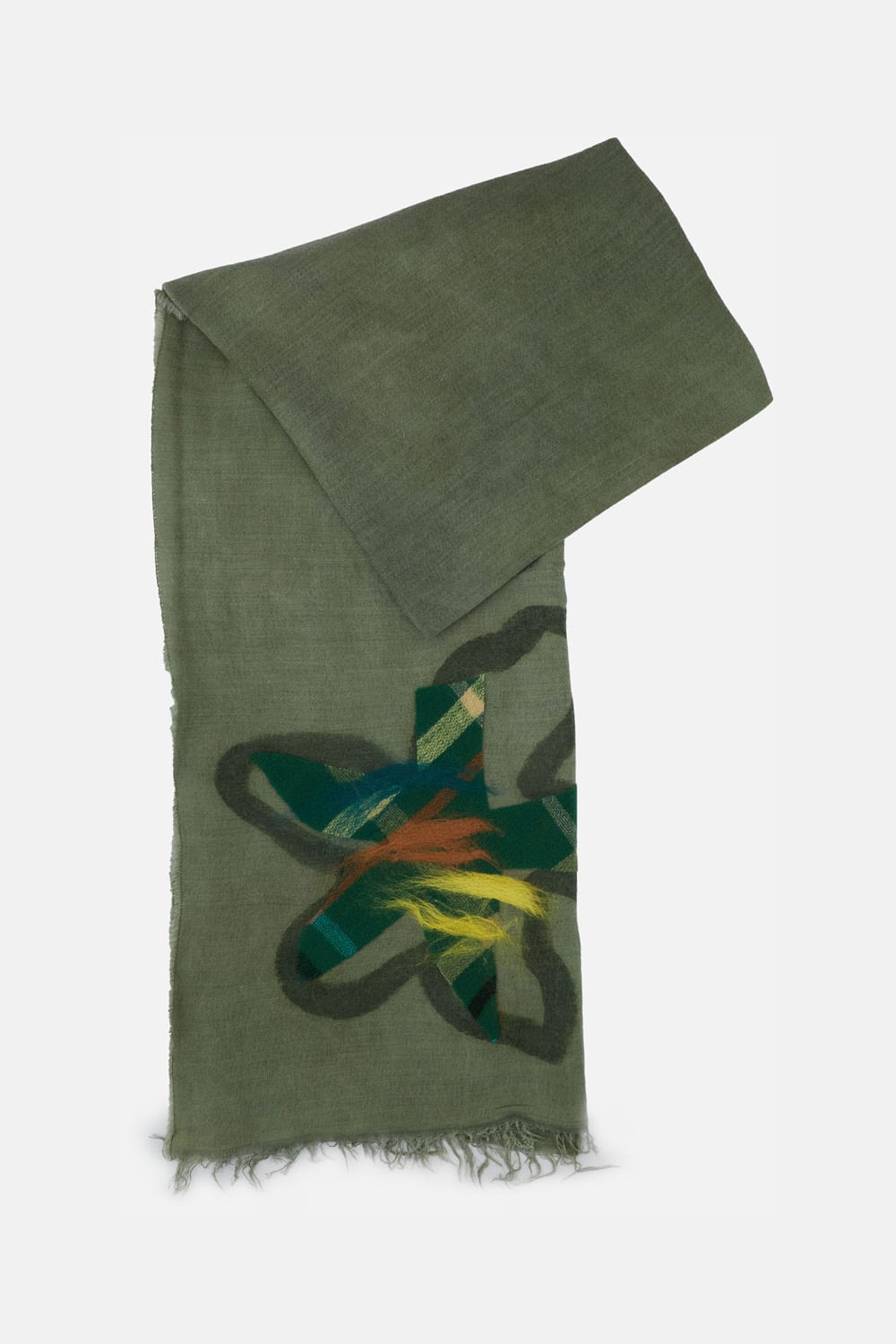 Exquisite J Floral-graphic Scarf In Green