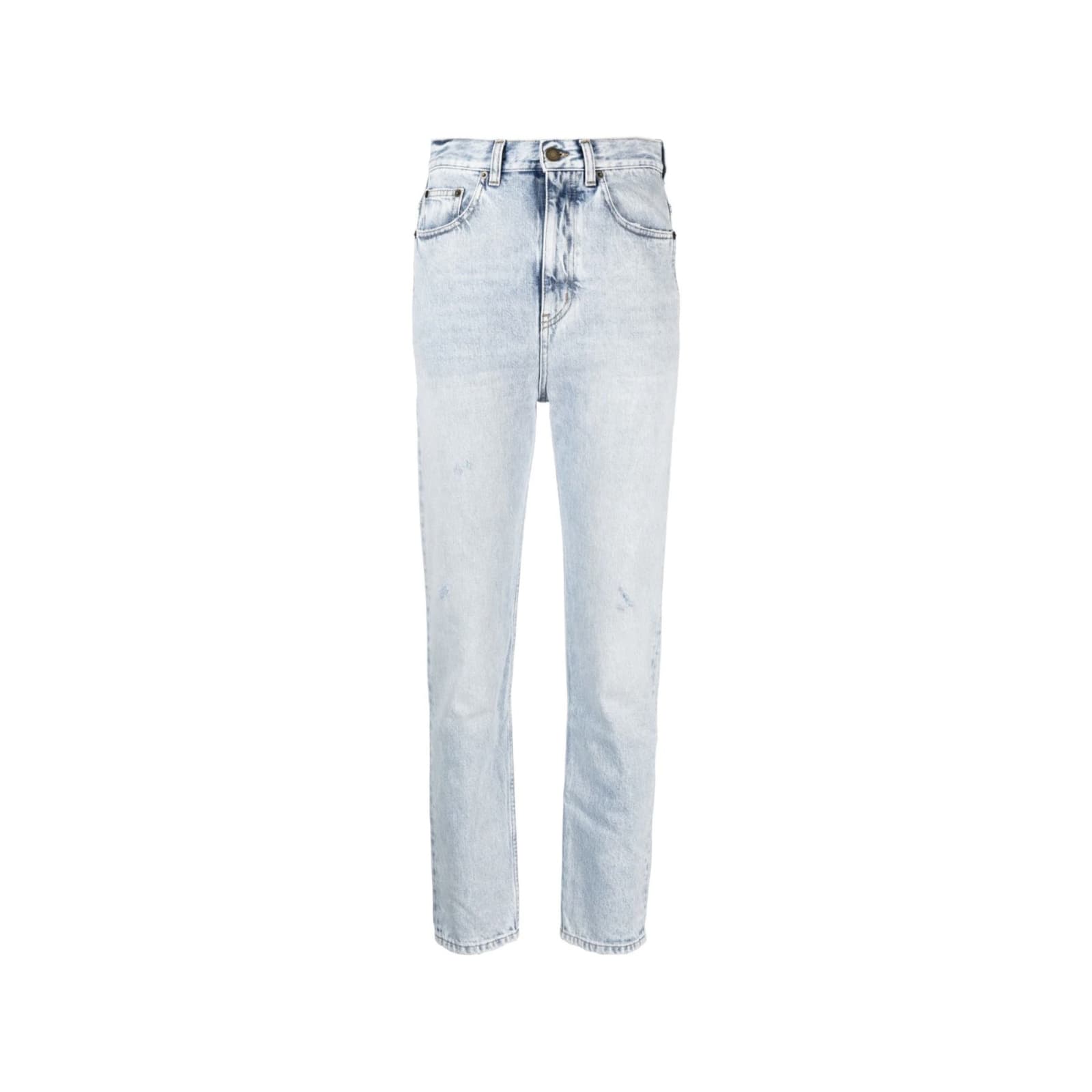 Shop Saint Laurent 80s Cropped Jeans In Blue
