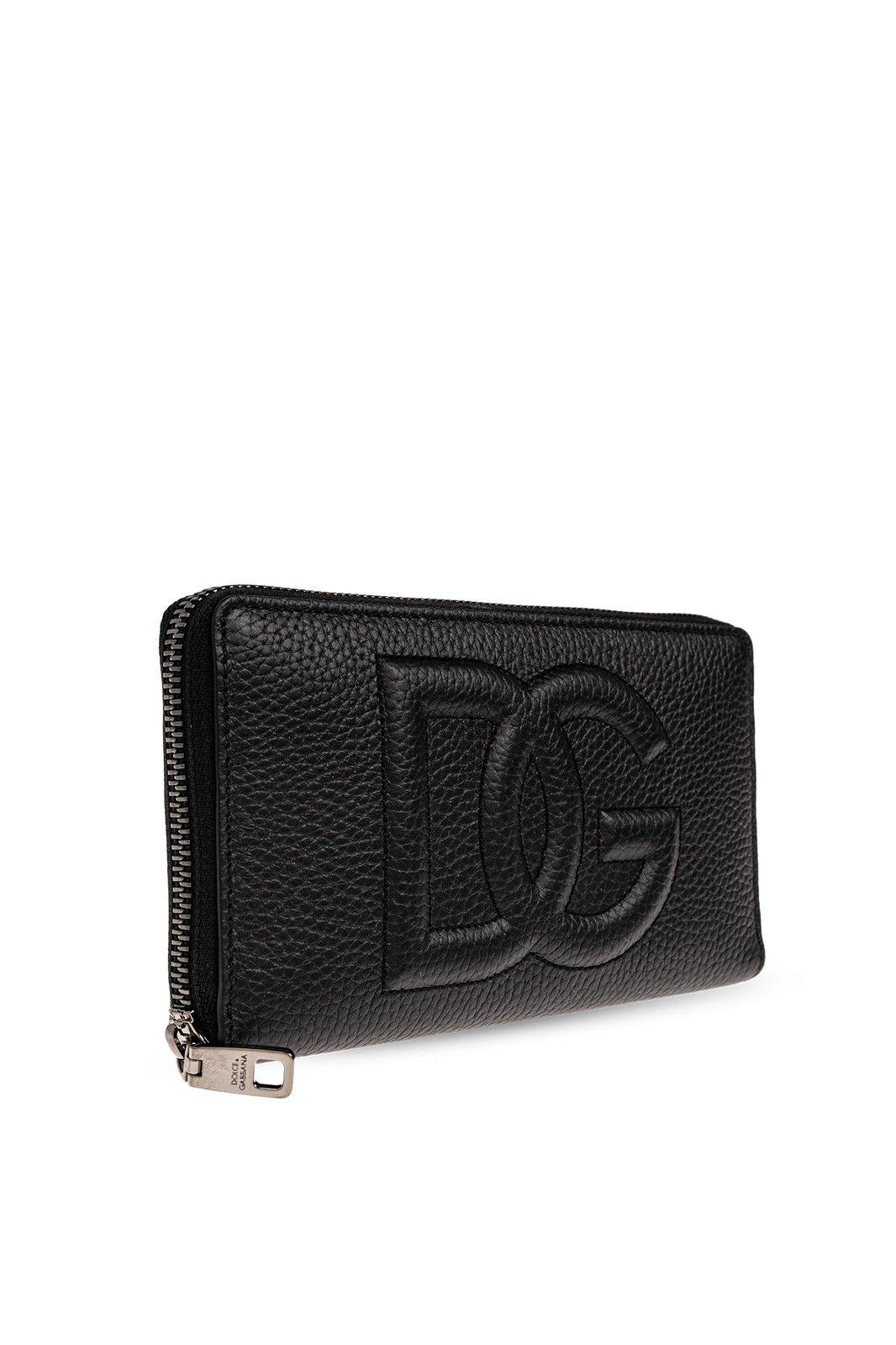 Shop Dolce & Gabbana Dg Logo Embossed Zip-around Wallet In Black