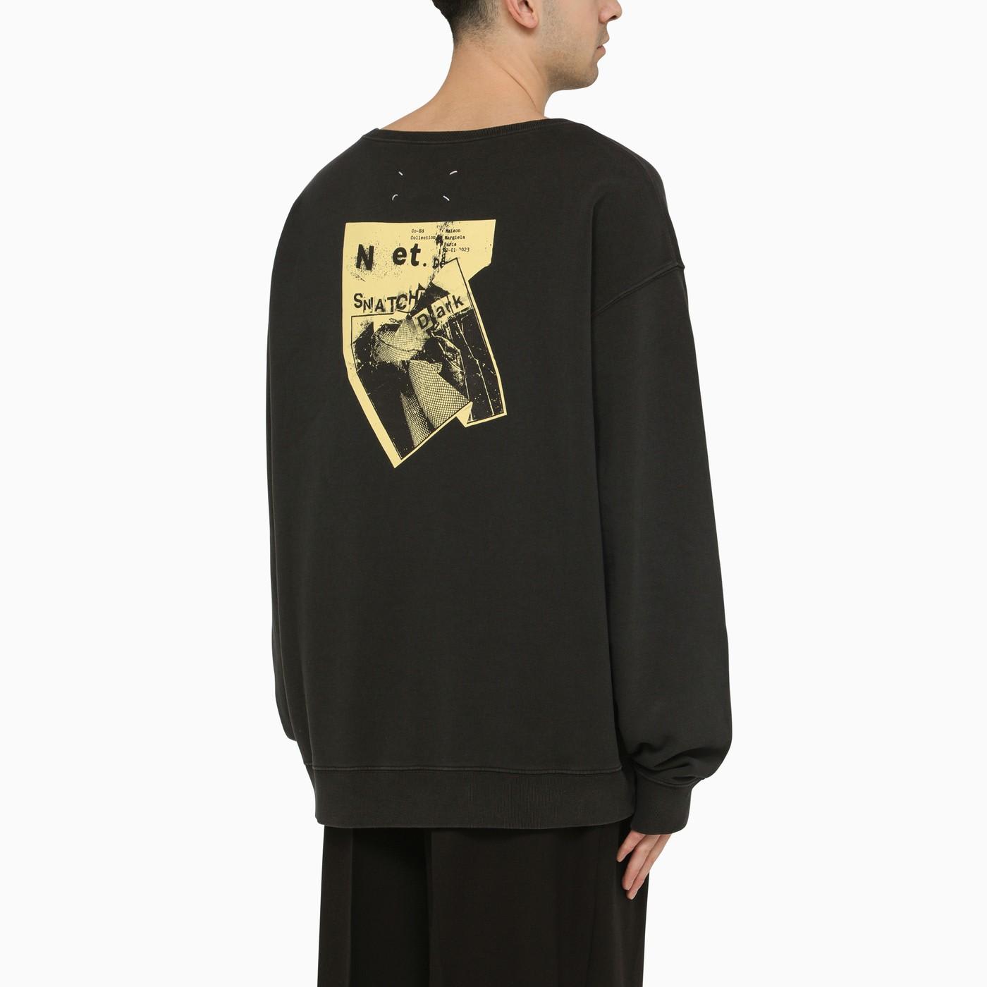 Maison Margiela Anthracite Grey Oversized Cotton Sweatshirt In Black