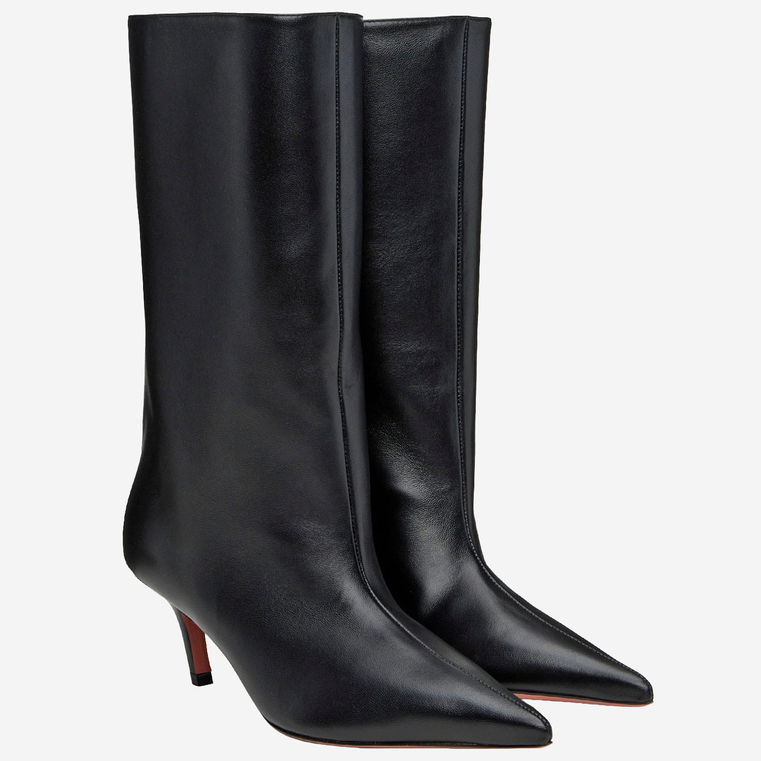 Amina Muaddi Fiona Nappa Leather Boots In Black