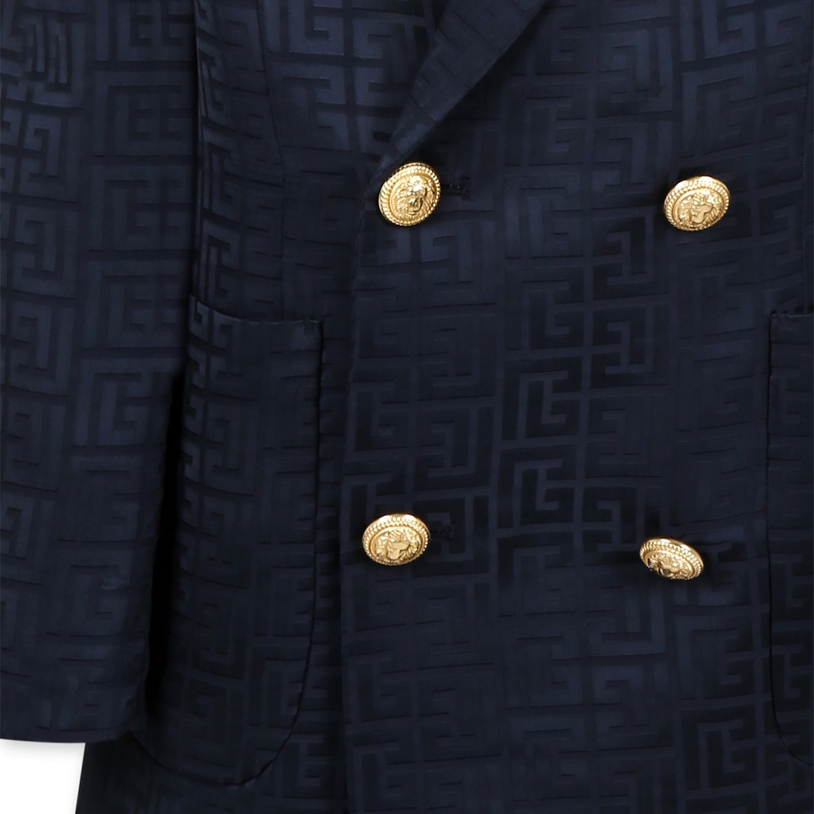 BALMAIN BLUE JACKET FOR BOY WITH LABYRINTH
