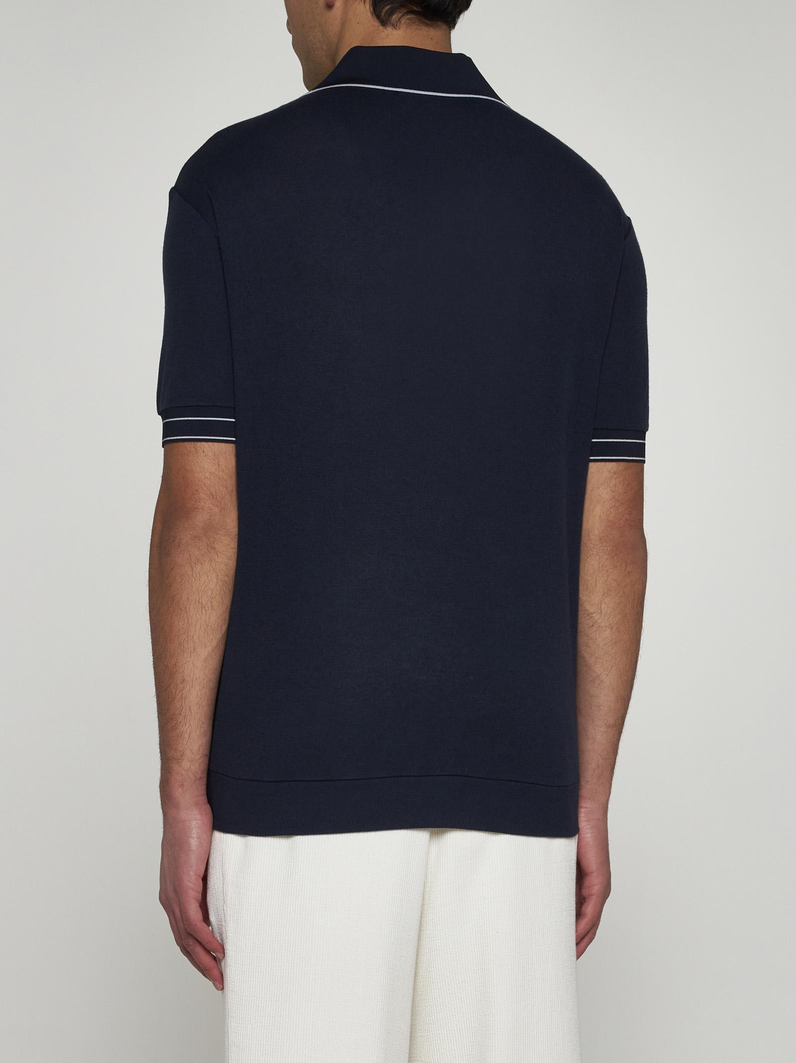 Shop Giorgio Armani Viscose & Wool Polo Shirt In Ubv4