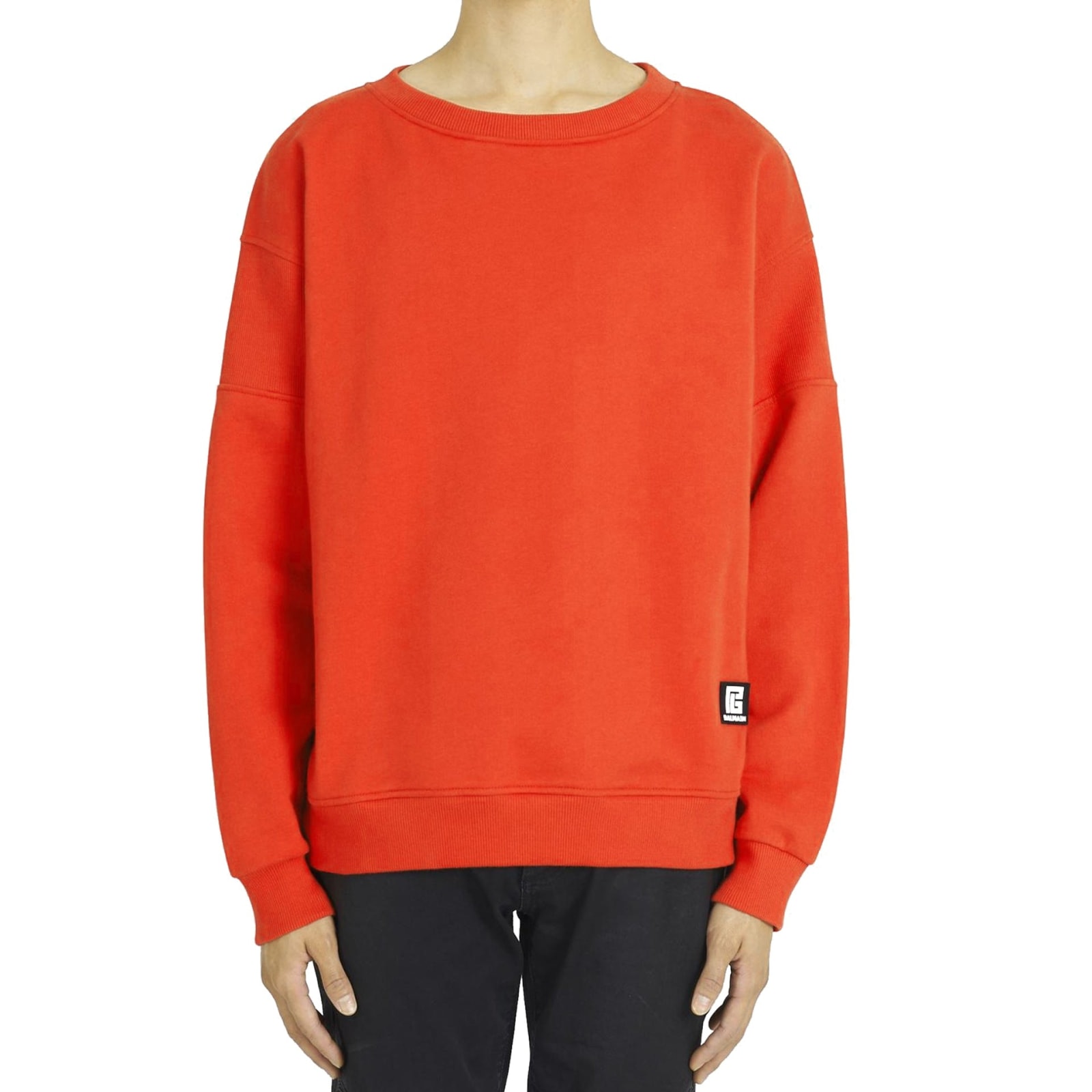 Shop Balmain Cotton Logo Sweatshirt In Orange