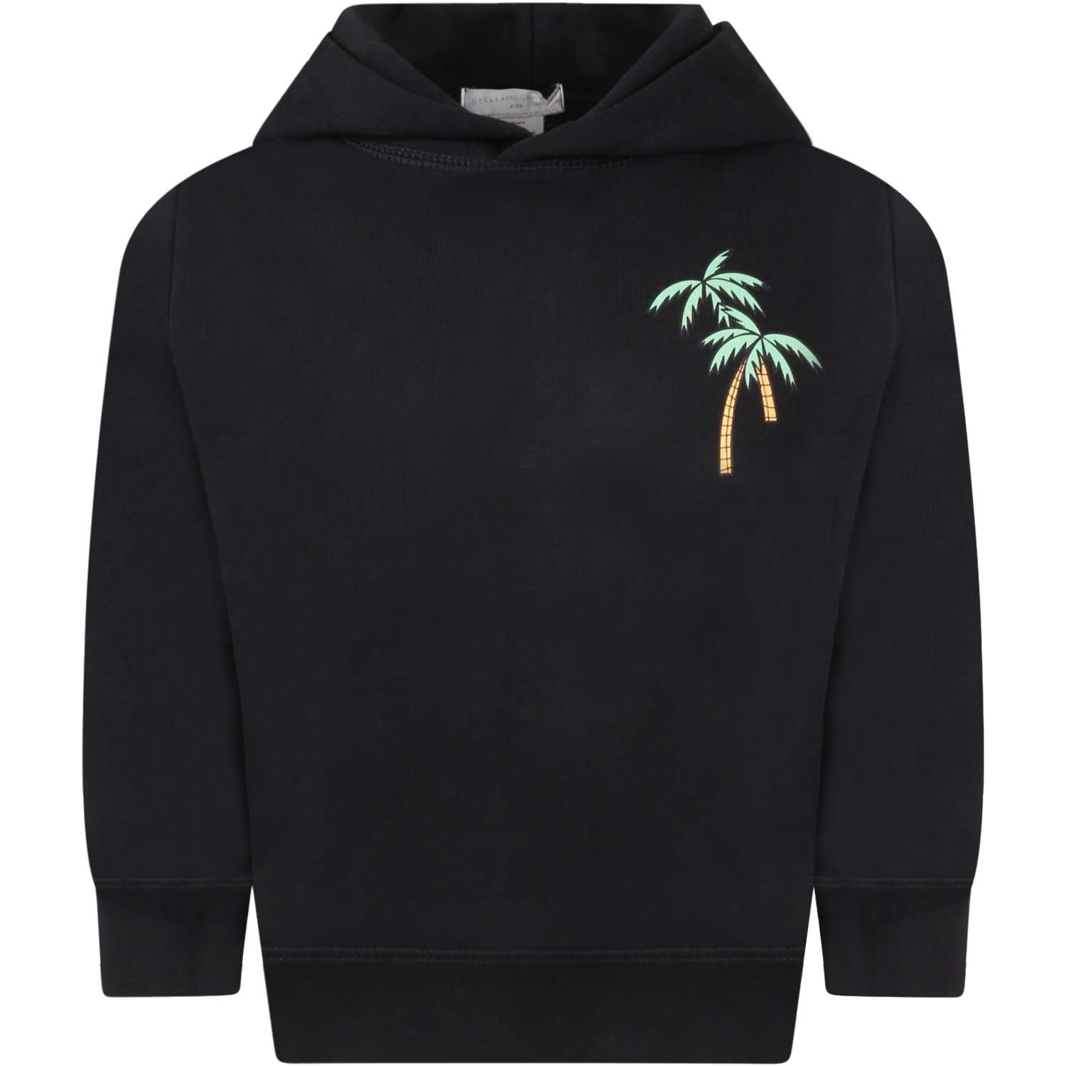 Stella McCartney Kids Black Sweatshirt For Boy With Palm