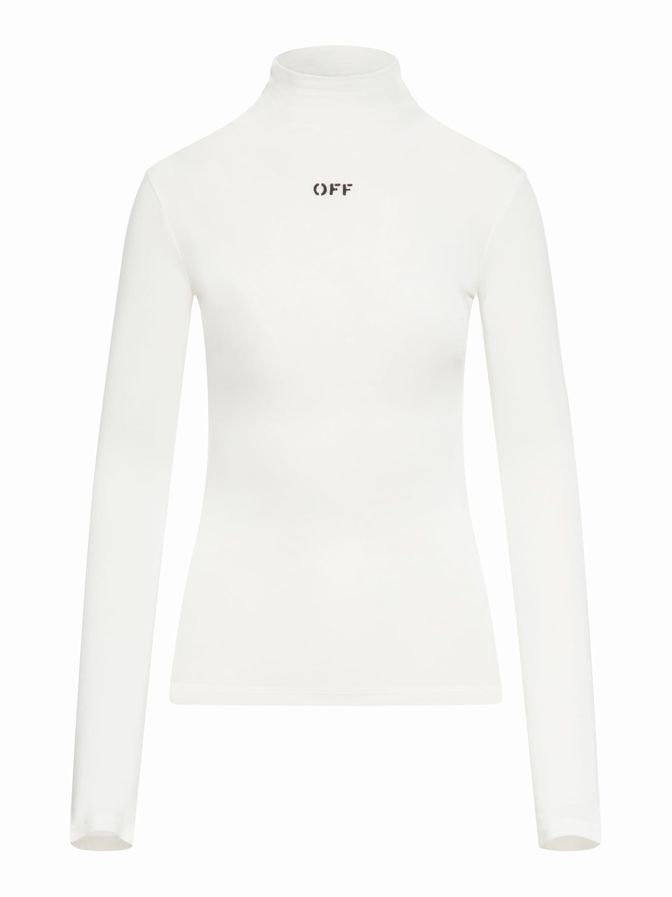 Shop Off-white Funnel-neck T-shirt With Off Logo In White Black