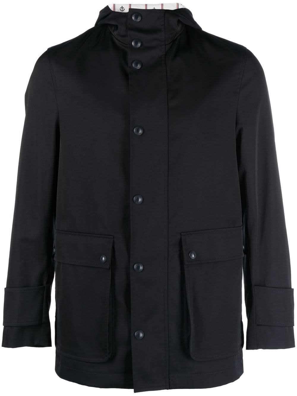 Shop Thom Browne Simplified Snap Front Rain Parka In Nylon Tech In Navy