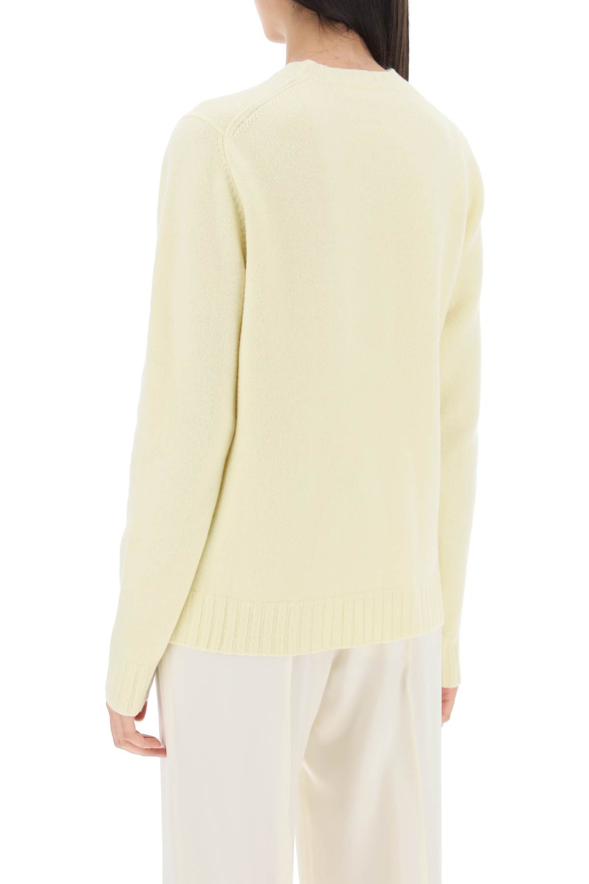 Shop Jil Sander Crew-neck Sweater In Wool In Bright Yellow (yellow)
