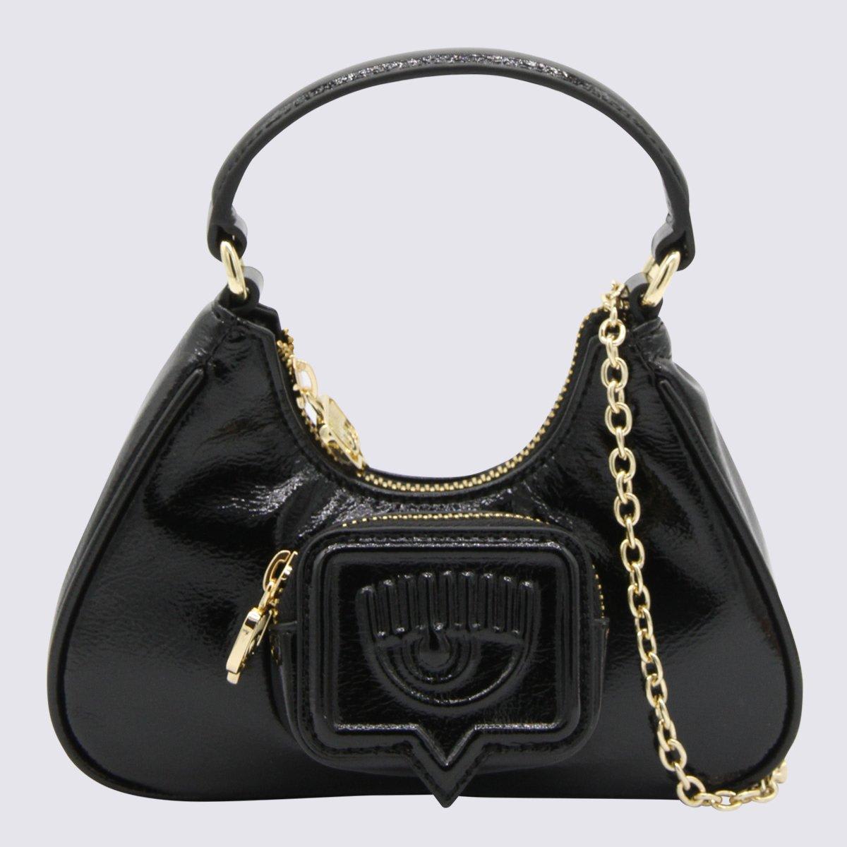 Chiara Ferragni Vicky Eyelike-embossed Patent Shoulder Bag In Black