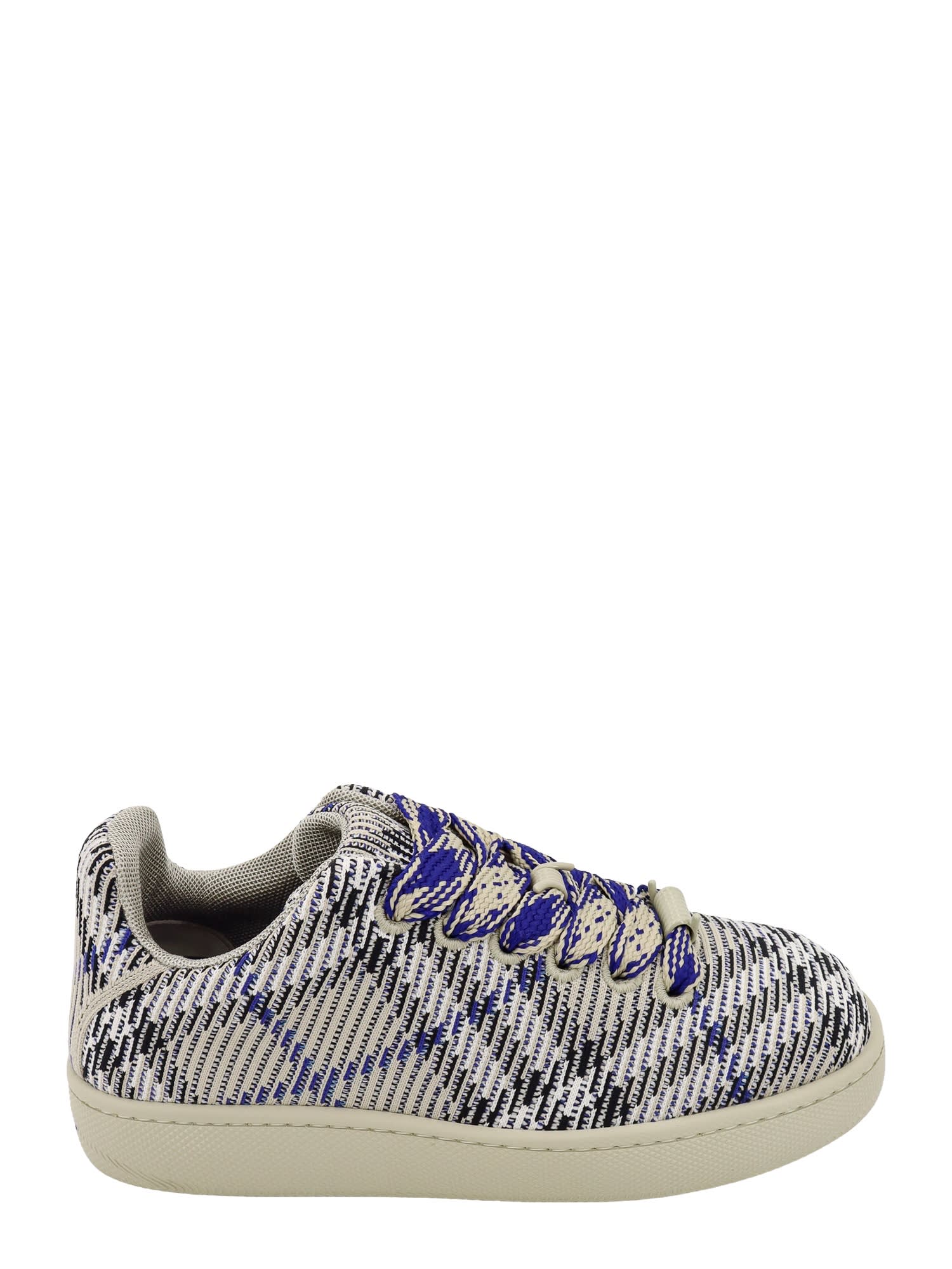 Shop Burberry Box Sneakers In Neutrals/blue