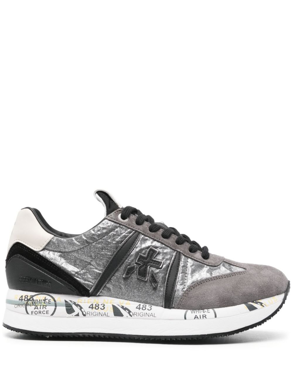 Shop Premiata Conny Sneakers In Grey Black White