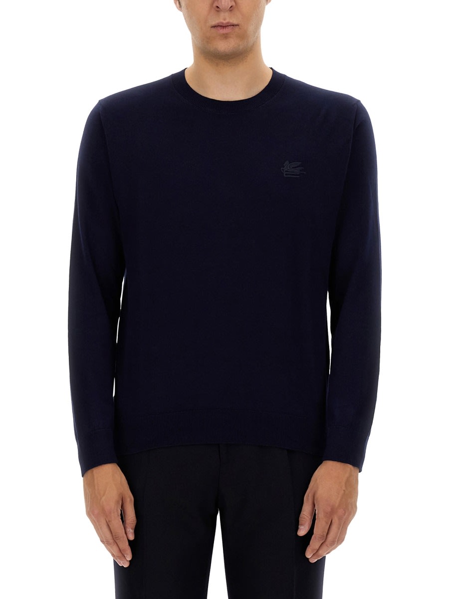 Shop Etro Jersey With Logo In Blue