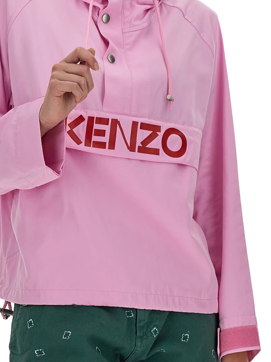 Kenzo Logo Print Windbreaker In Purple