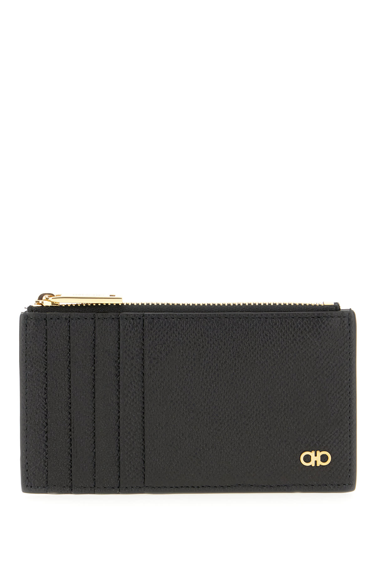 Ferragamo Black Leather Card Holder In Nero