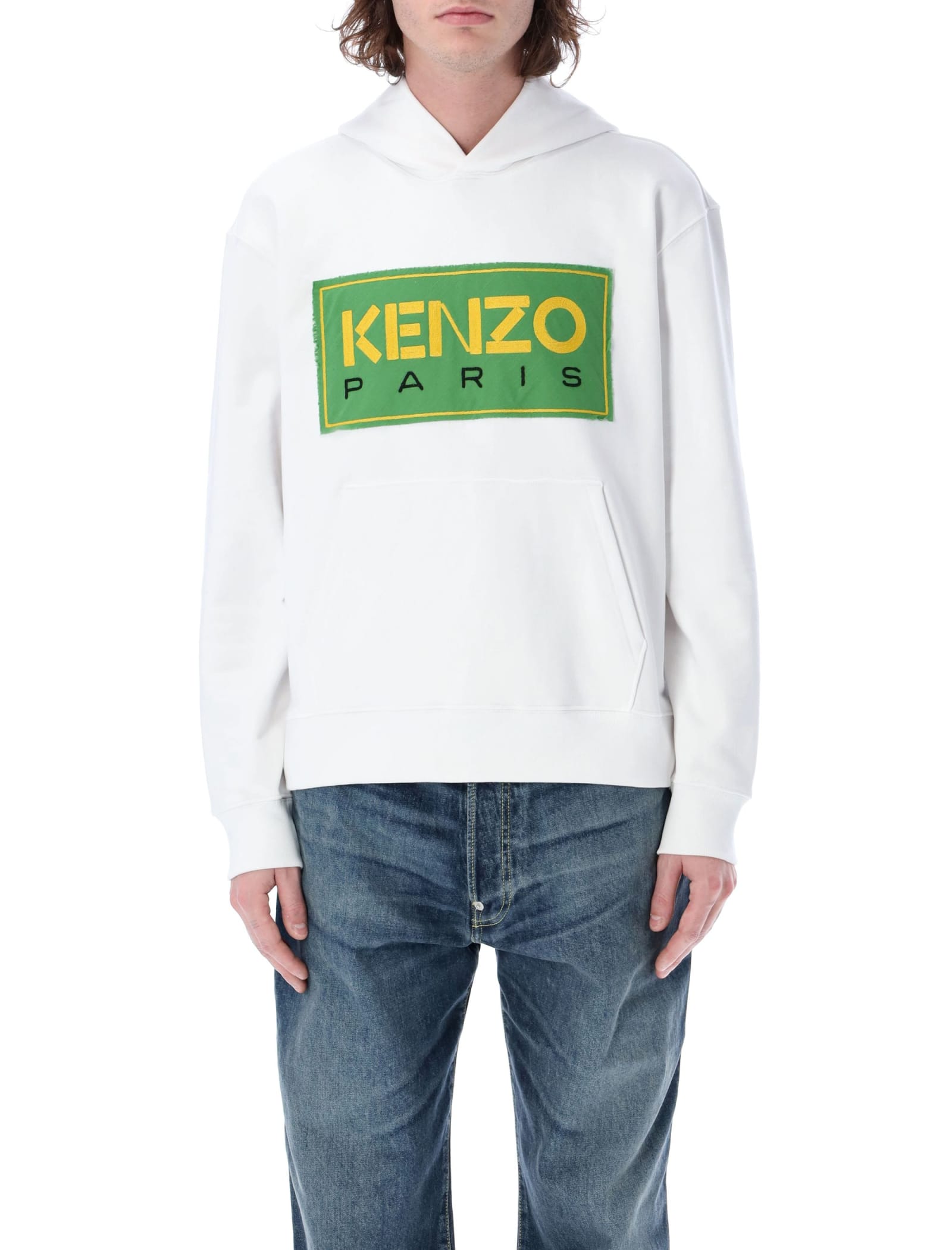Kenzo Logo-print Pullover Hoodie In White