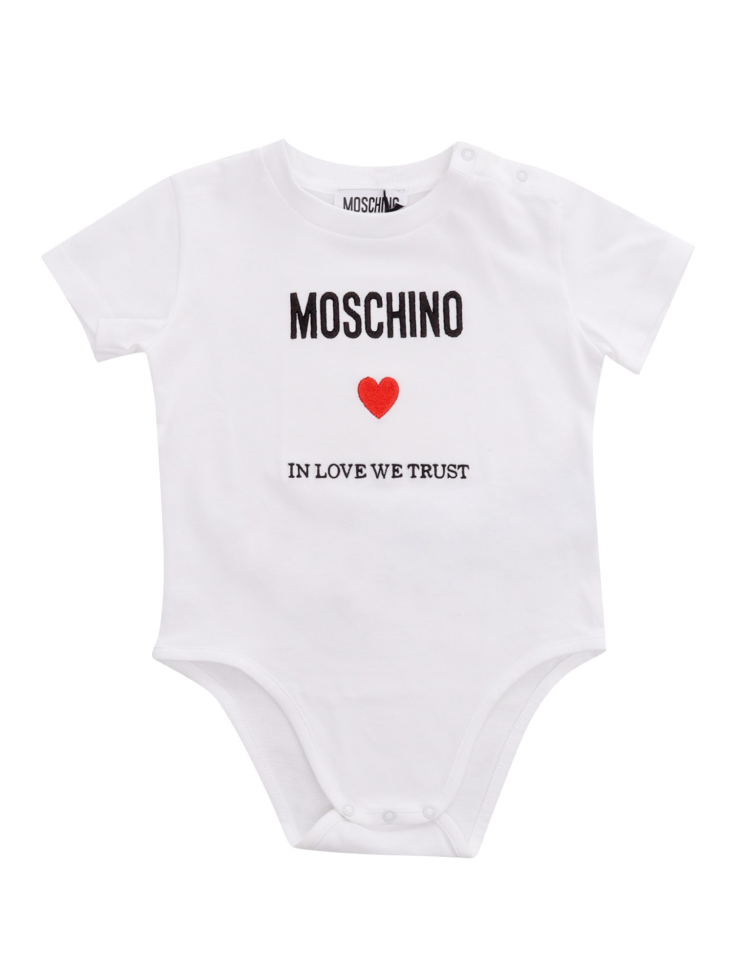 Moschino Babies' Short-sleeved Bodysuit In White