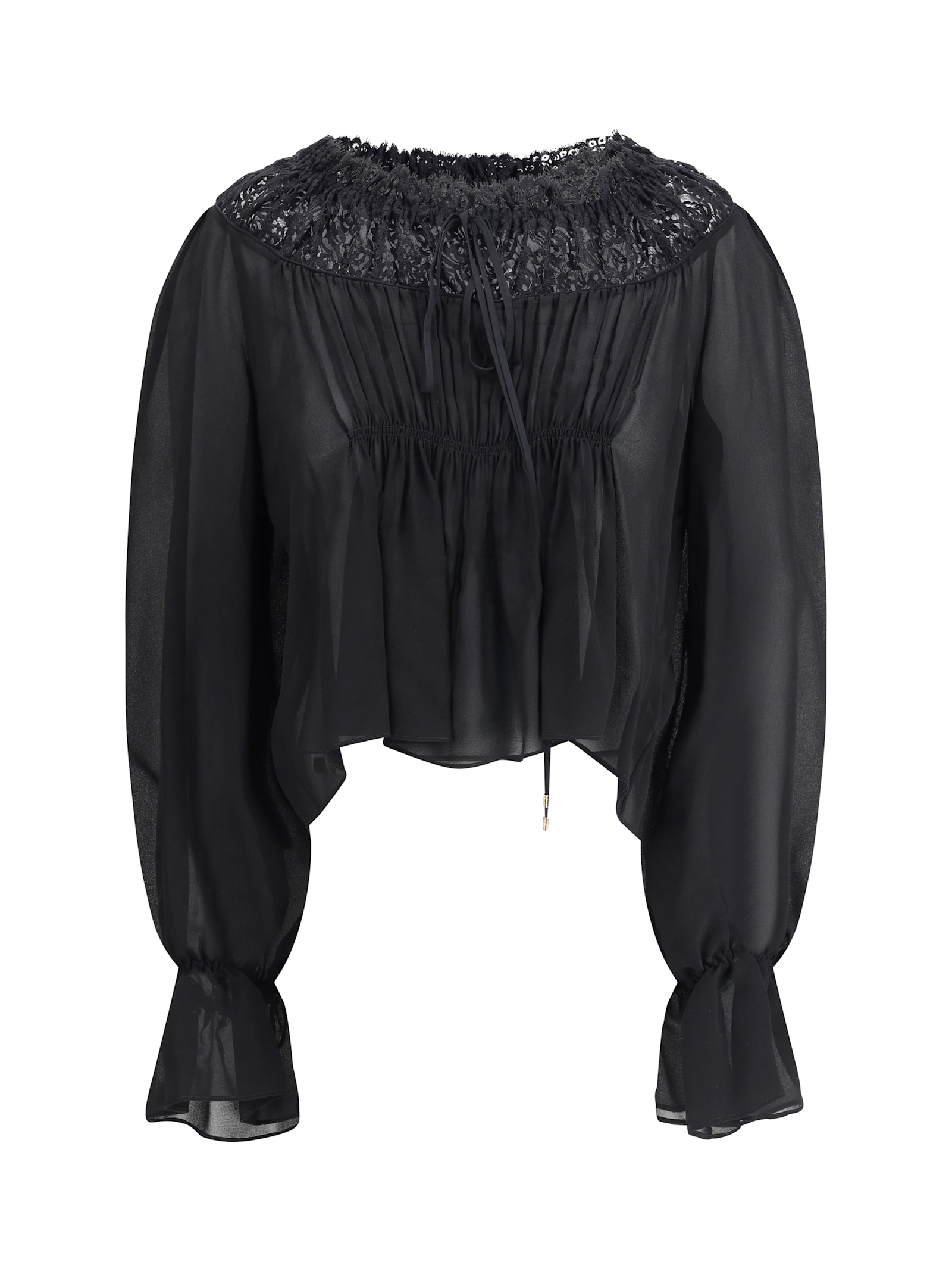 Chloé Silk Georgette And Lace Top