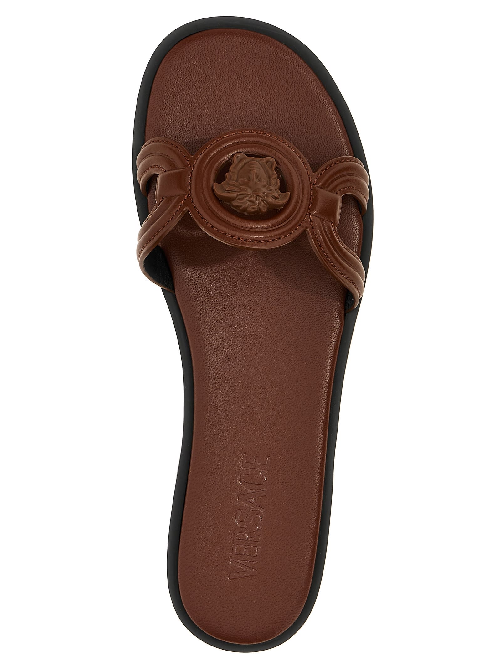 Versace Medusa Sandals In Rust