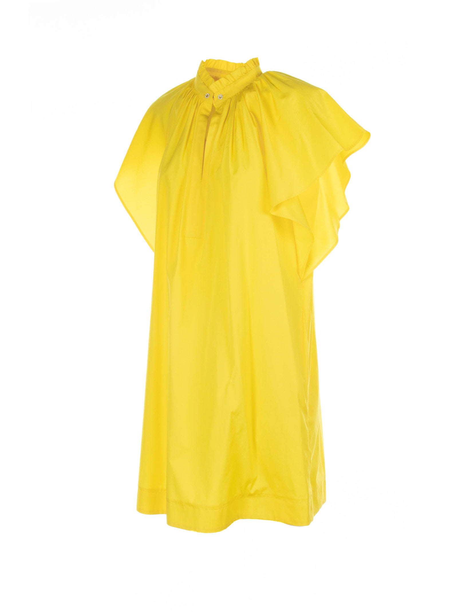 Shop Max Mara Yellow Cotton Midi Dress In Giallo