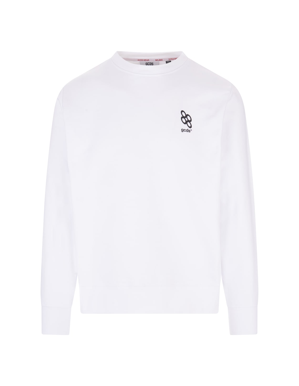 GCDS Man White Sweatshirt With Logos Print