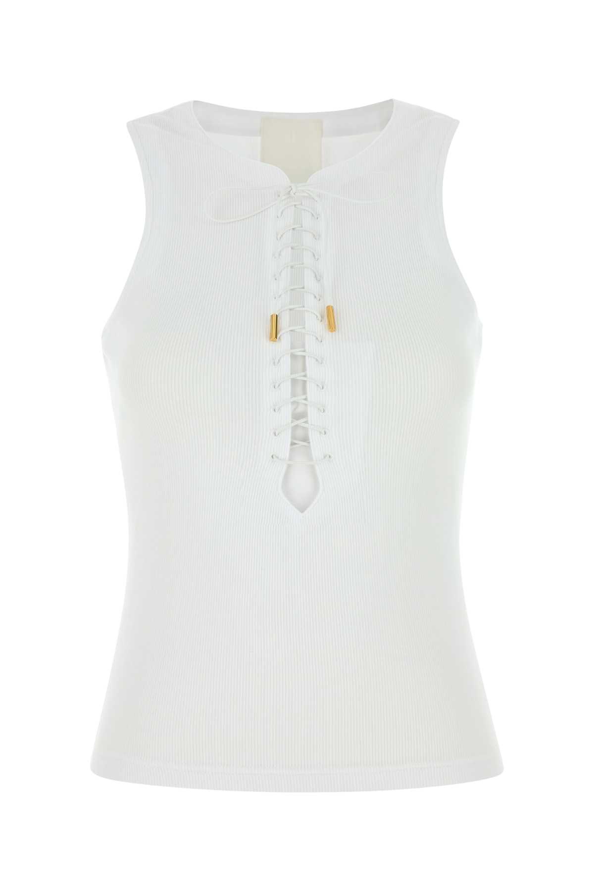 White Stretch Cotton Tank Top