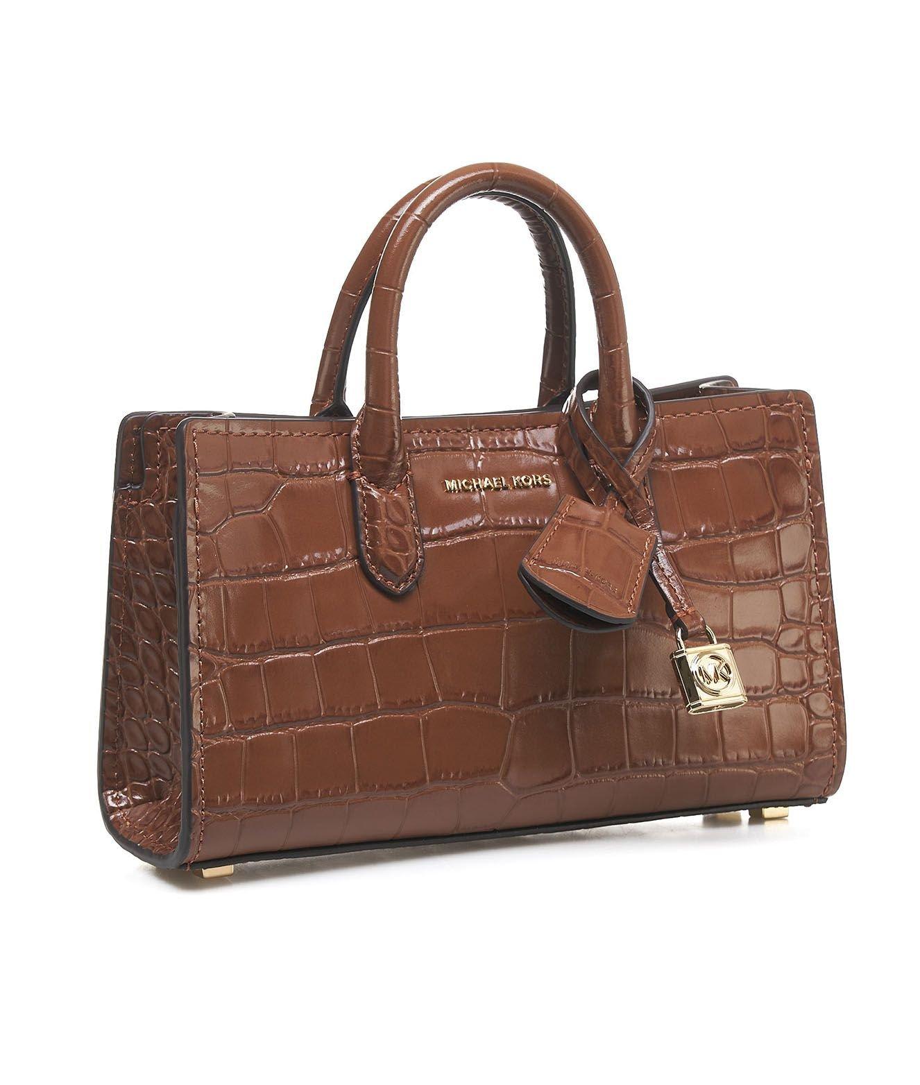 Shop Michael Kors Scarlett Extra-small Embossed Crossbody Bag In Chestnut