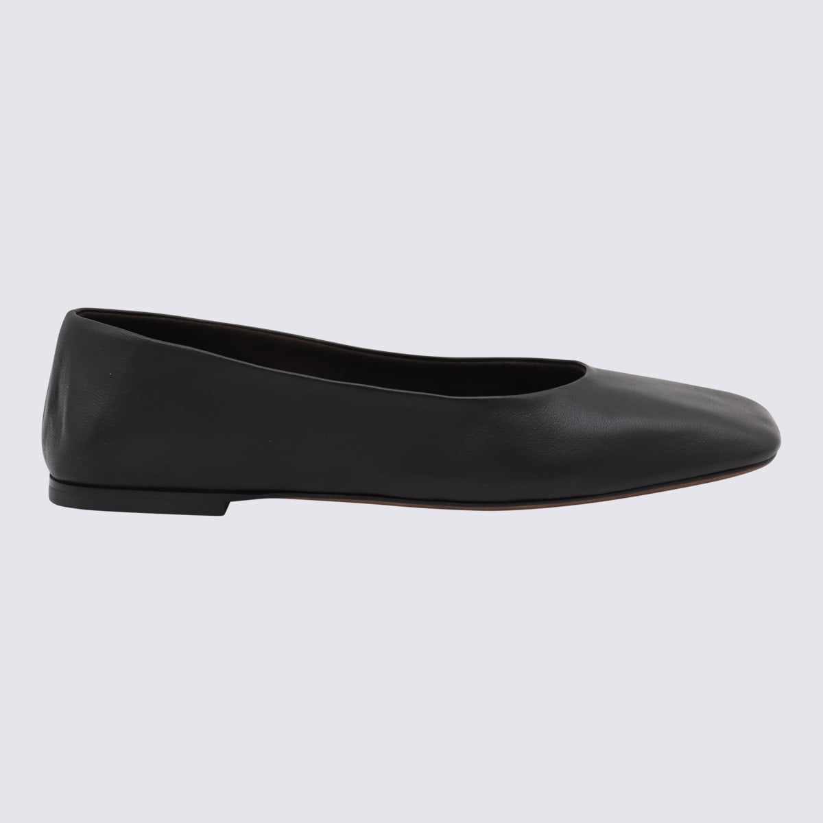 Black Leather Ballerina Shoes