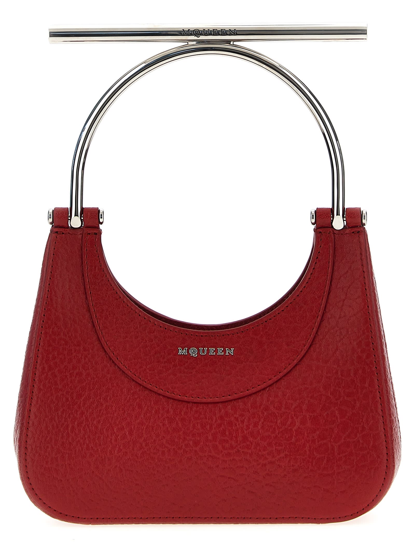 Shop Alexander Mcqueen Mini Cross-bar Handbag In Red