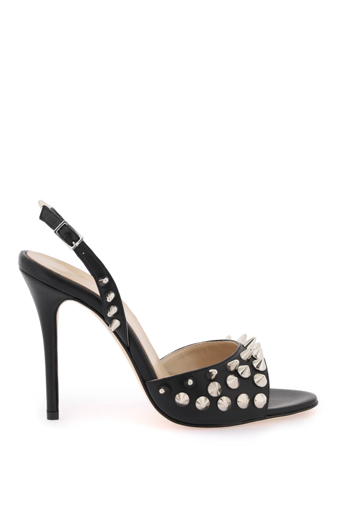 Shop Alessandra Rich Sandals With Spikes In Black (black)