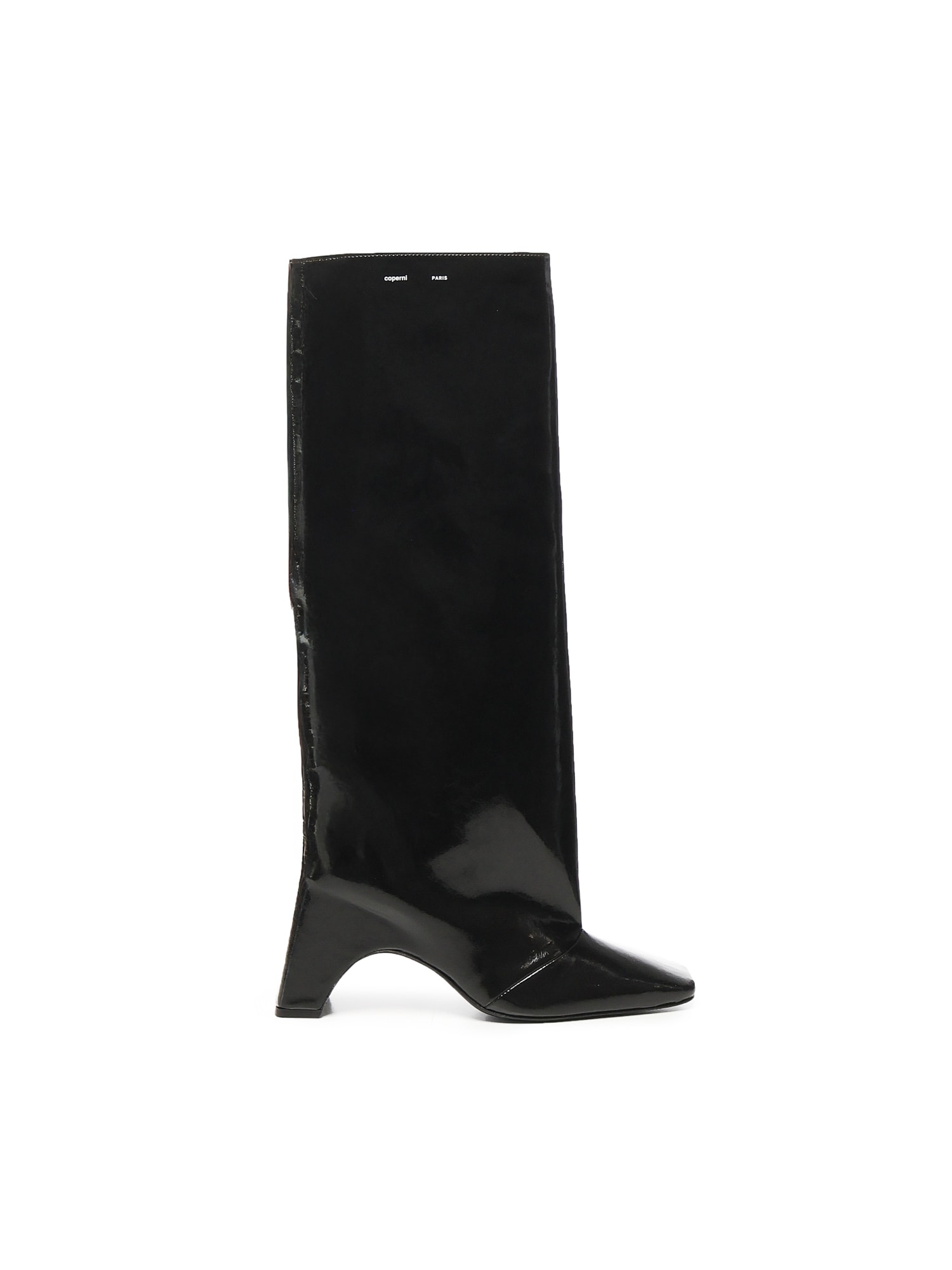 Coperni Knee-high Black Boots With Sculptural Heel In Black