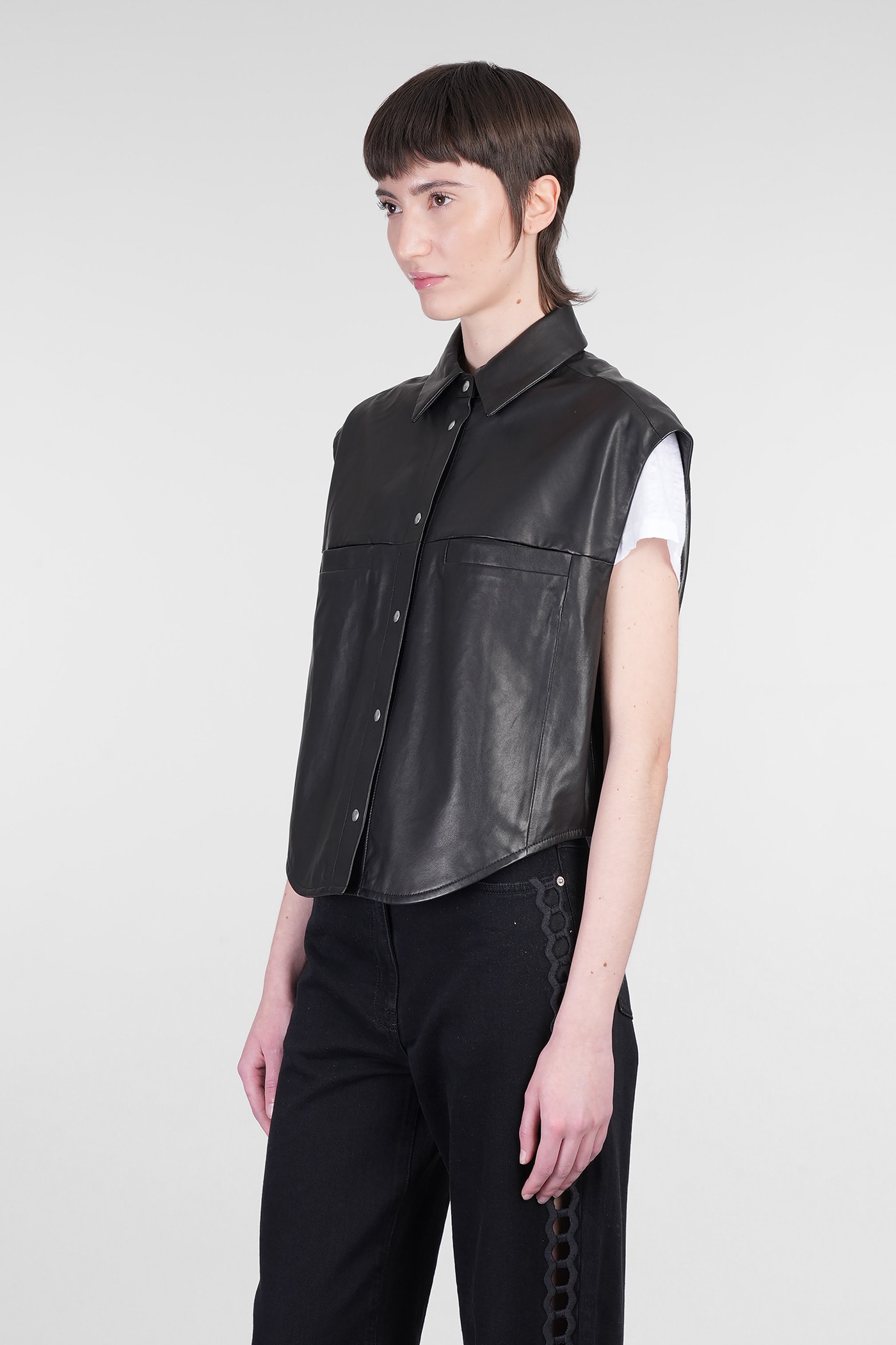 Iro Cadi Shirt In Black Wool And Polyester