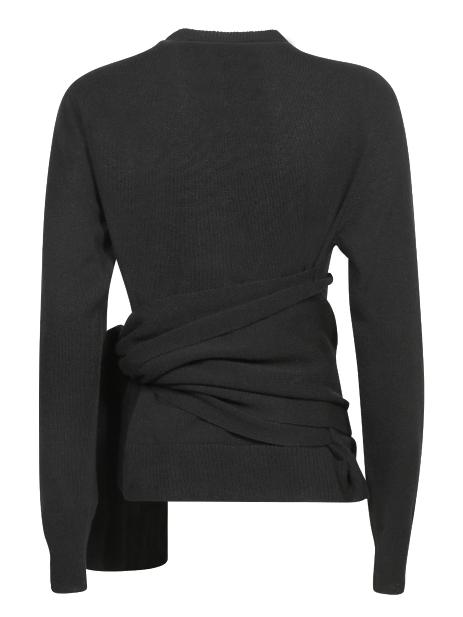 Shop Mm6 Maison Margiela Black Wool Wrap Sweater