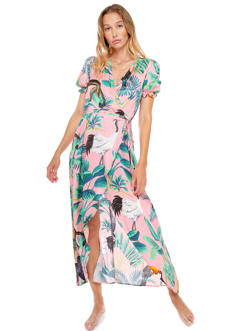 MC2 Saint Barth Pink Tropical Print Long Dress