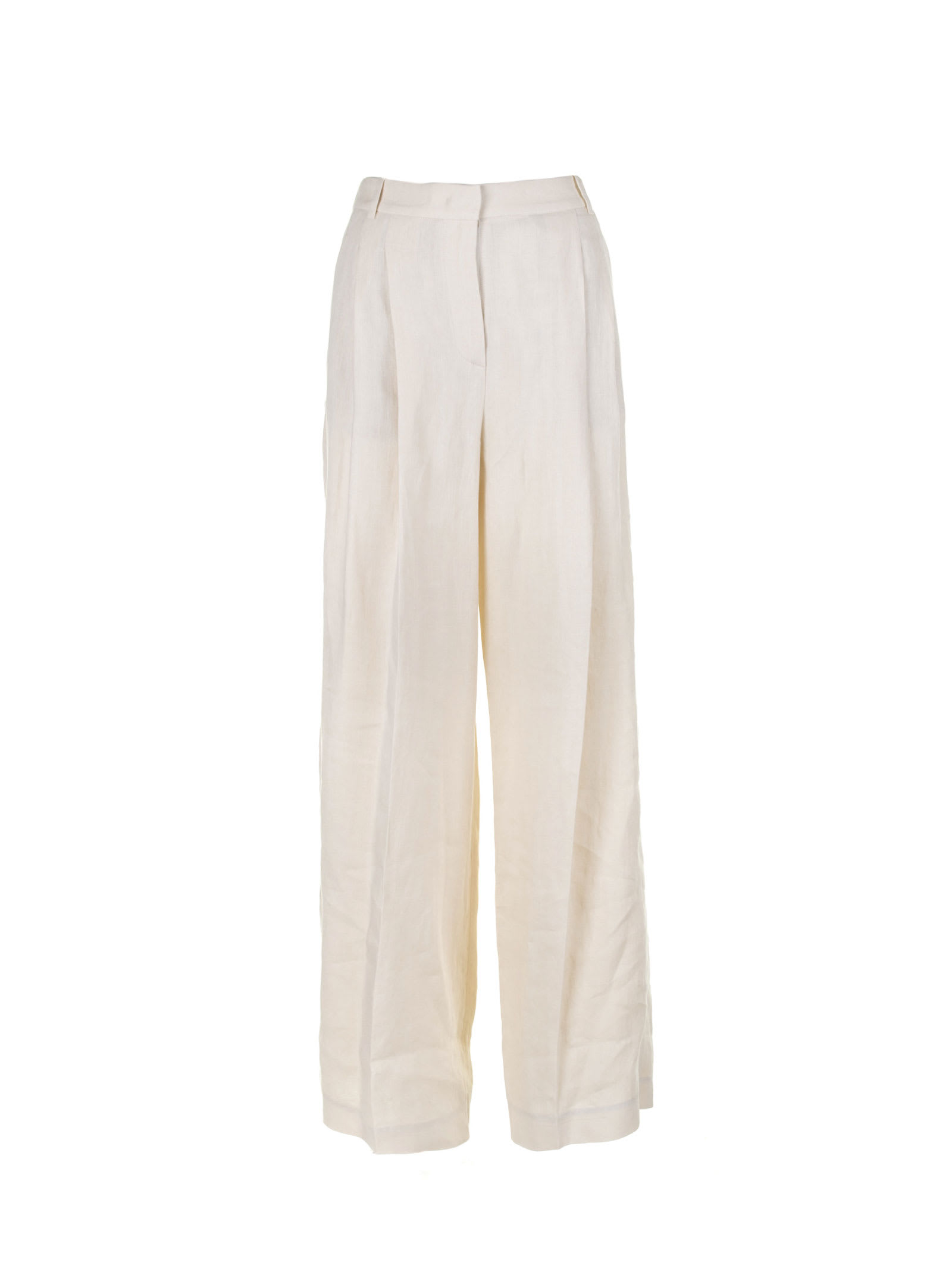 Shop Eleventy High-waisted Linen Trousers In Sabbia
