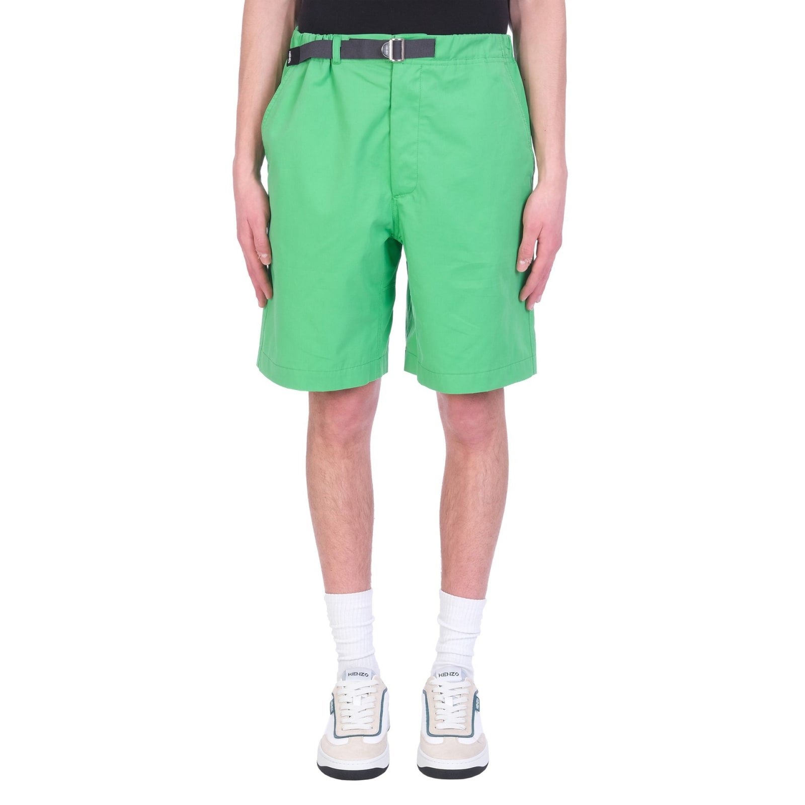 Shop Kenzo Cotton Shorts In Green