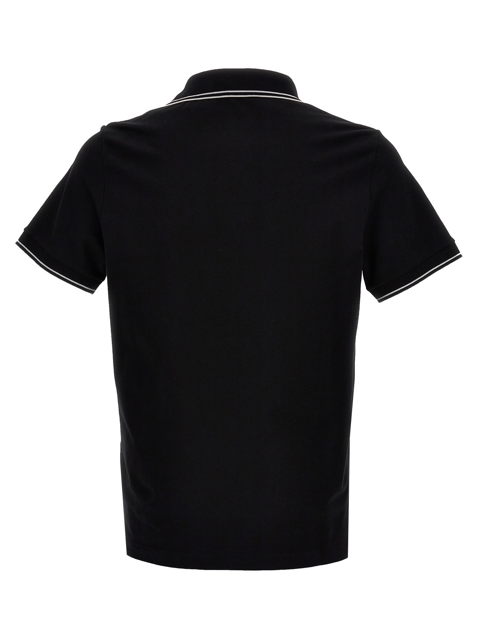 Shop Stone Island Logo Polo Shirt In Black