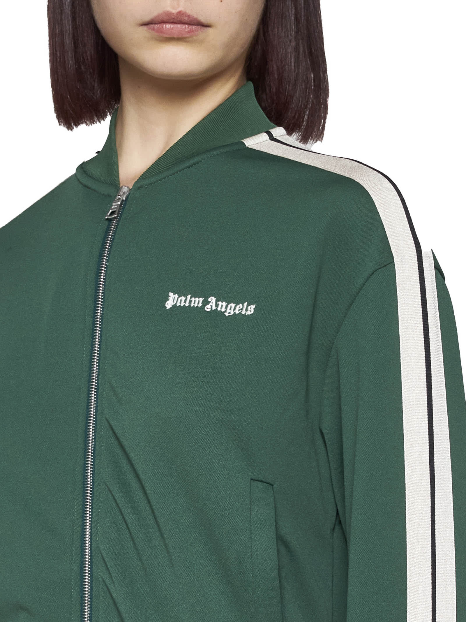 Shop Palm Angels Sweater In Forest Green Off White