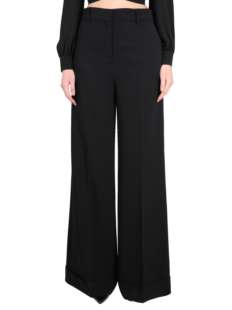 Moschino Women's High-waist Wide-leg Trousers In Black