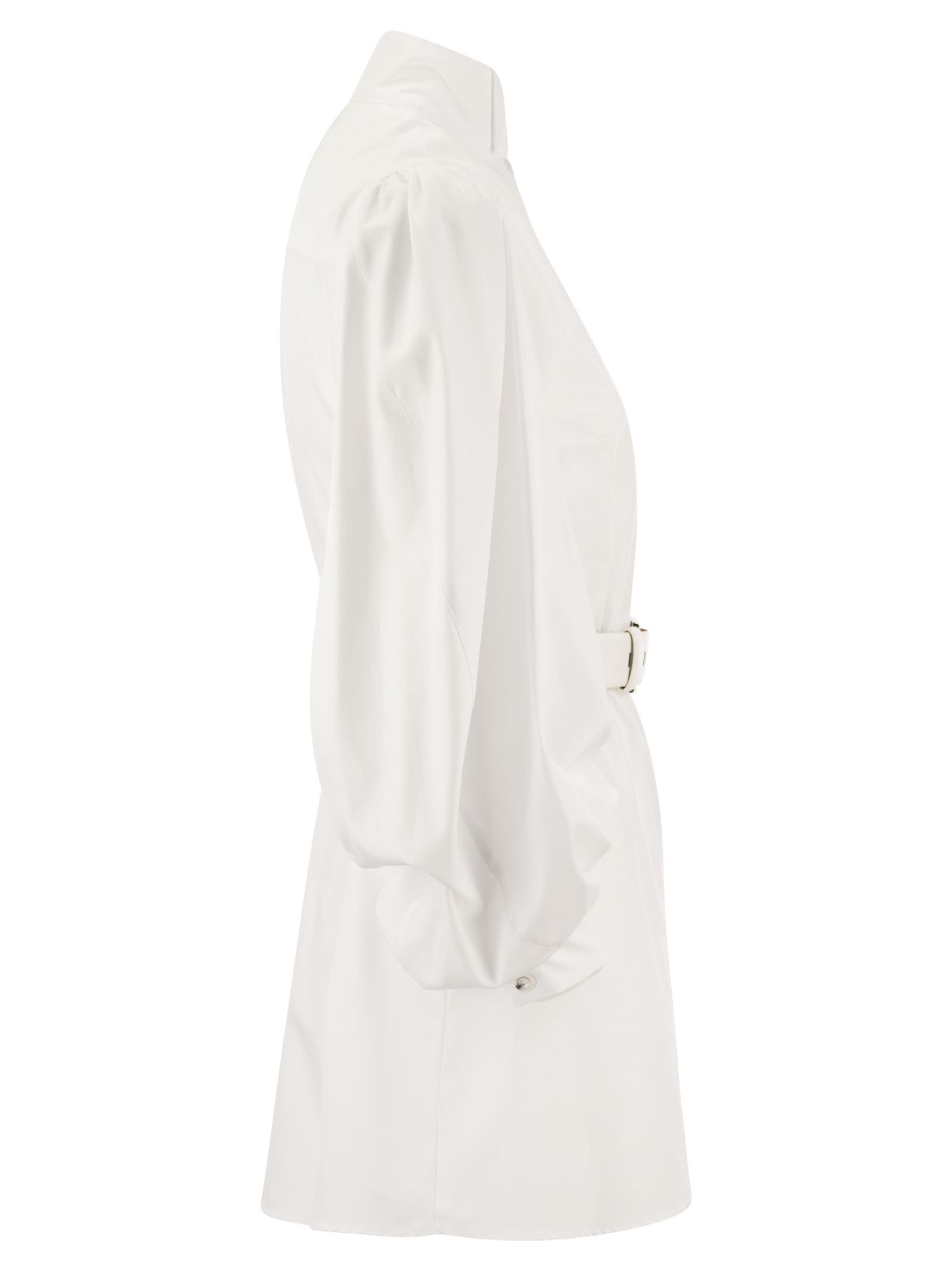 Shop Elisabetta Franchi Cotton Poplin Shirt Minidress In Bianco