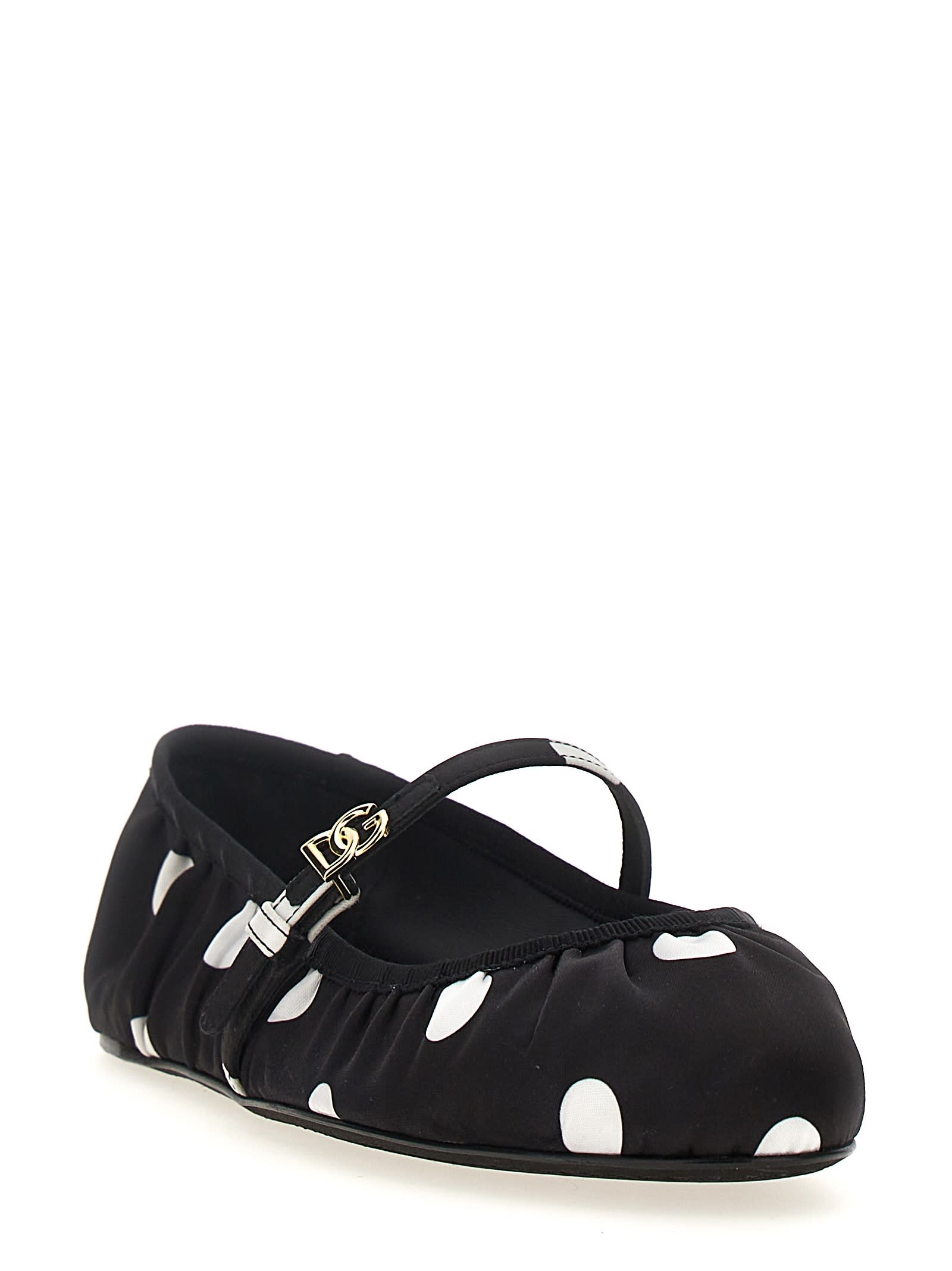 Shop Dolce & Gabbana Odette Ballet Flats In White/black