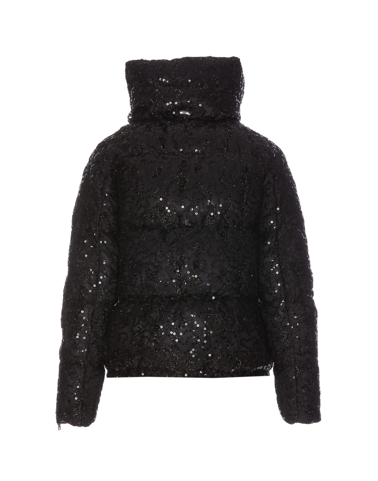 Herno Bomber Sequins Down Jacket In Nero