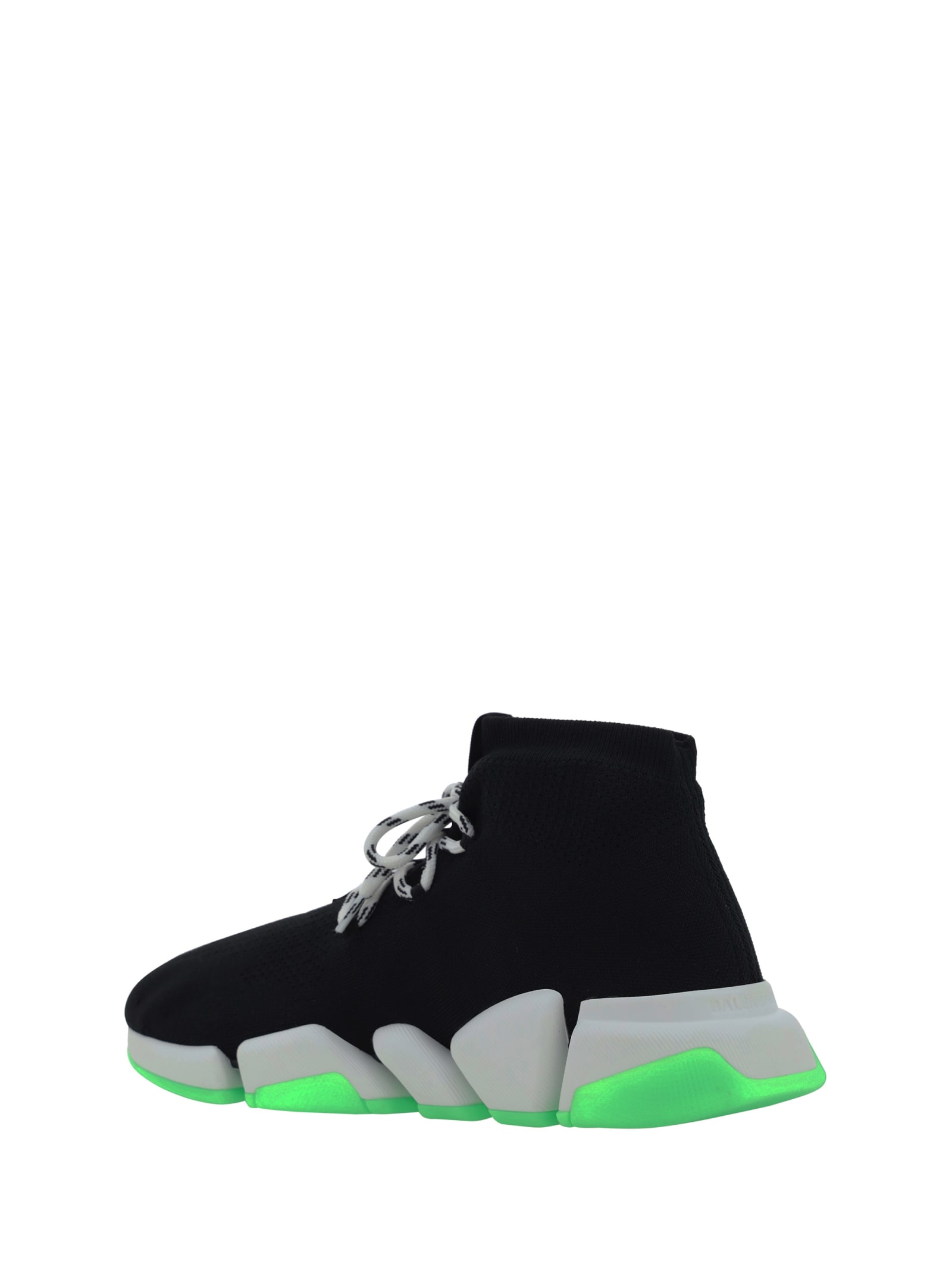 Shop Balenciaga Speed Sneakers In Blck/wht/fluogreen