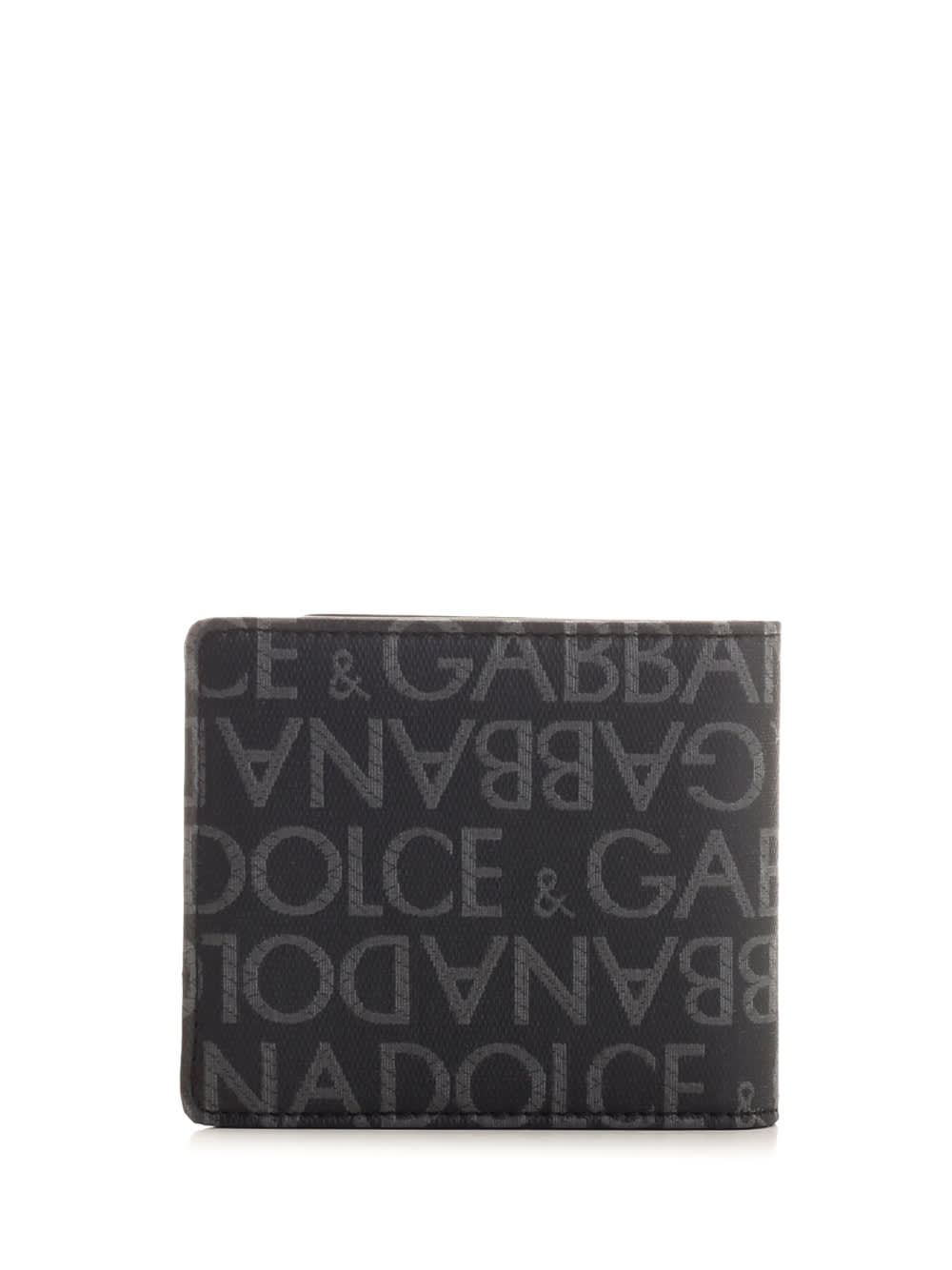 Shop Dolce & Gabbana Bifold Wallet With All Over Logo In Nero