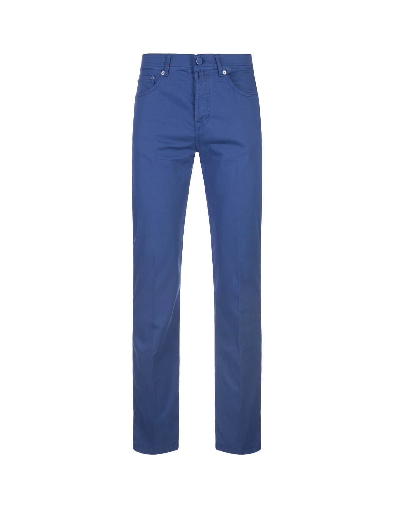 Shop Kiton Cobalt Blue 5 Pocket Straight Leg Trousers