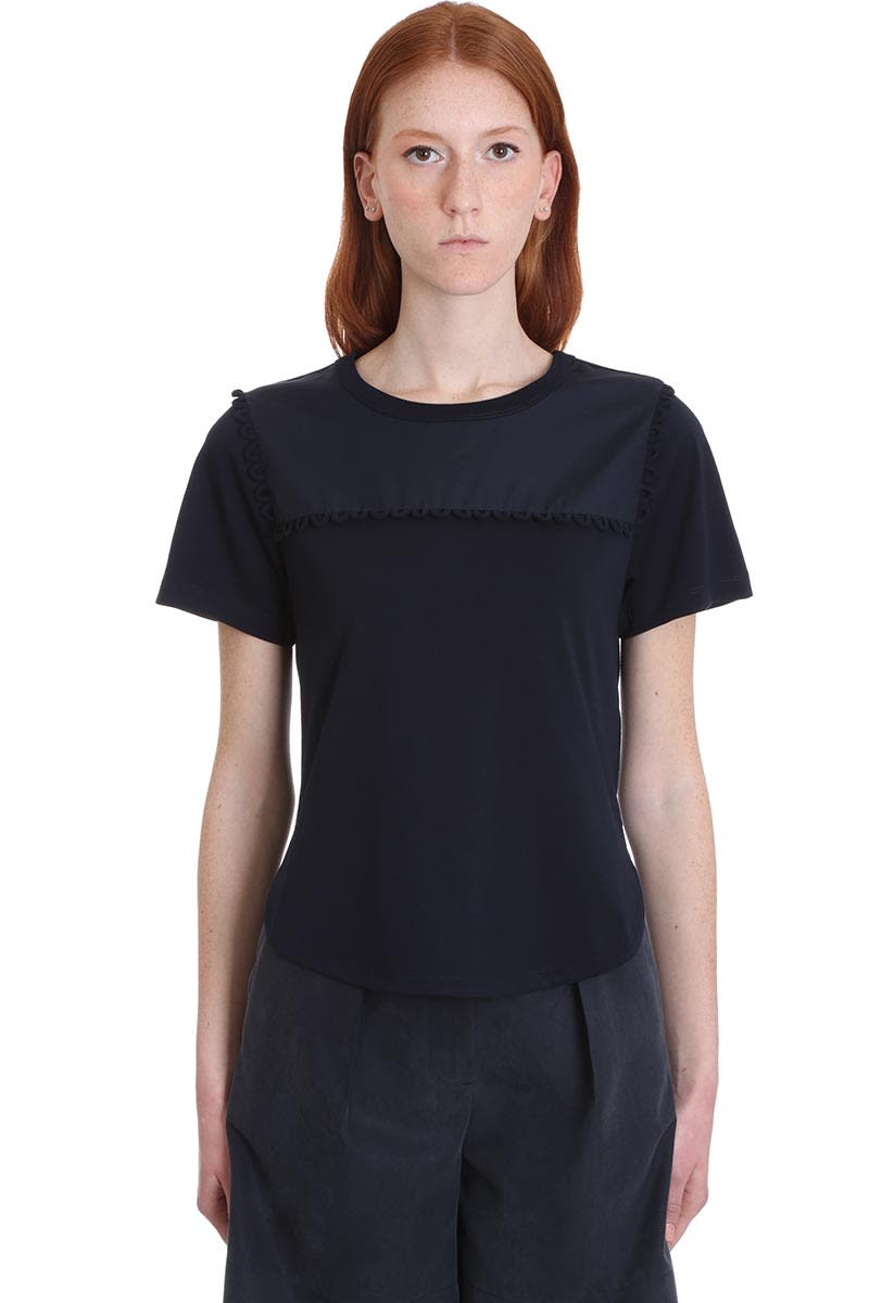 SEE BY CHLOÉ T-SHIRT IN BLUE COTTON,11257185