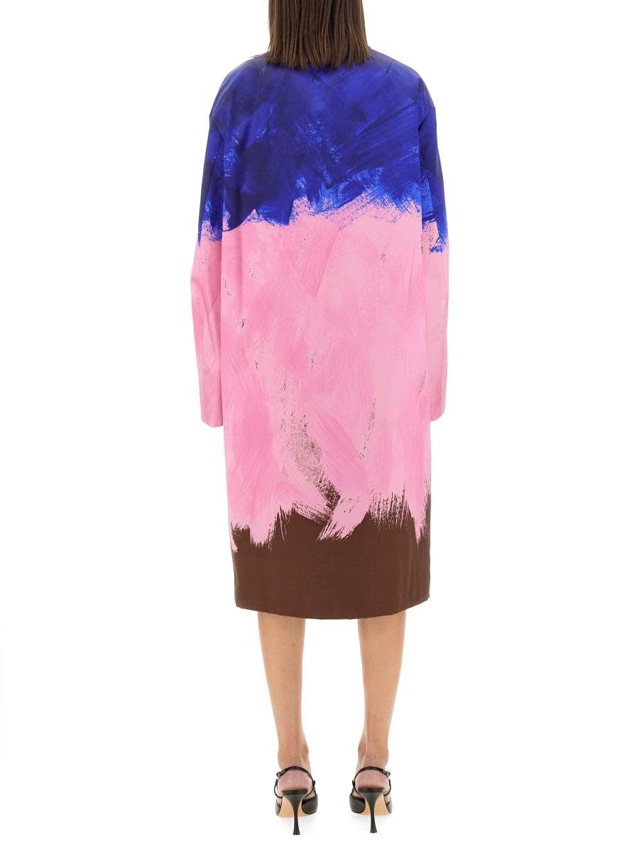 Dries Van Noten Ranks Brushstroke-print Oversized Silk Coat In Multicolour
