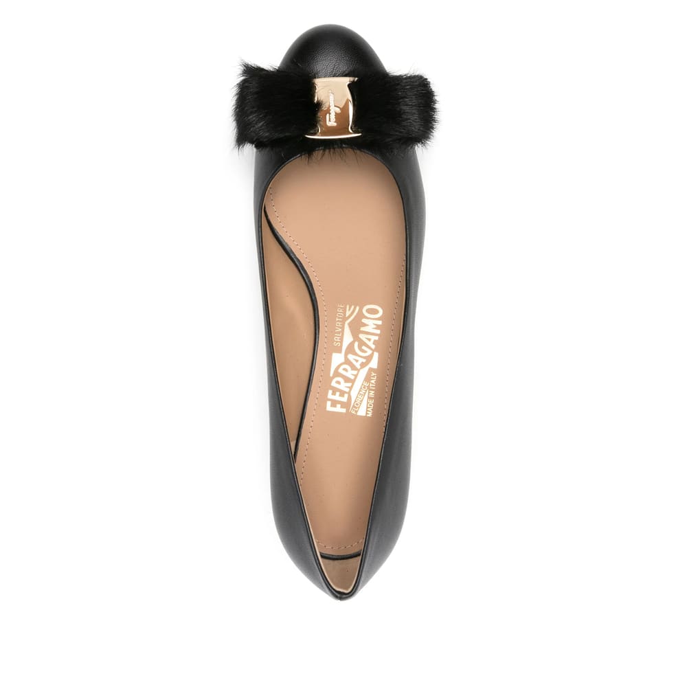 Ferragamo 30mm Leather Ballet Flats In Black