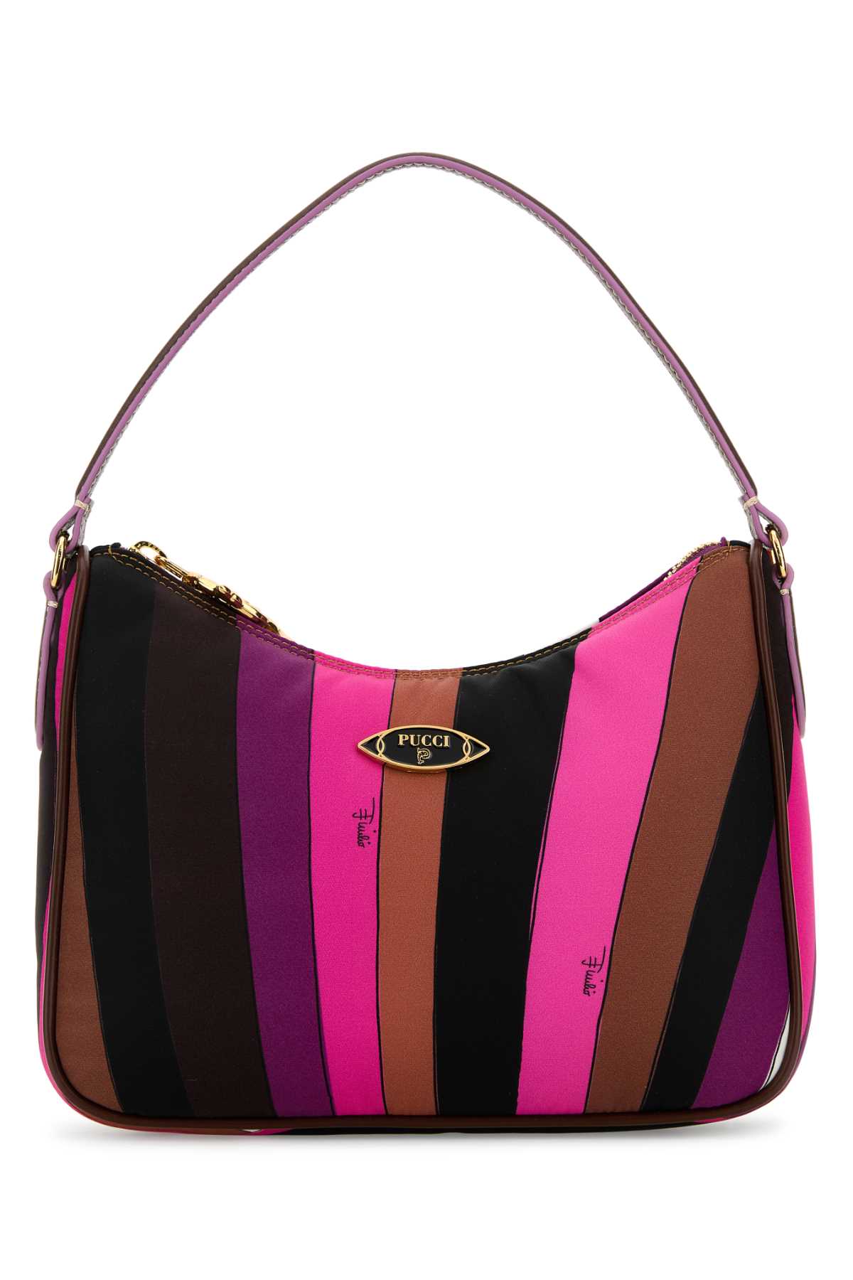 Shop Pucci Printed Nylon Yummy Shoulder Bag In Fuxiamarrone