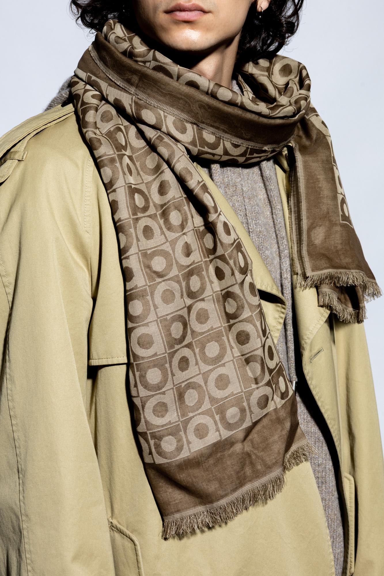 Ferragamo Scarf With Monogram In Brown