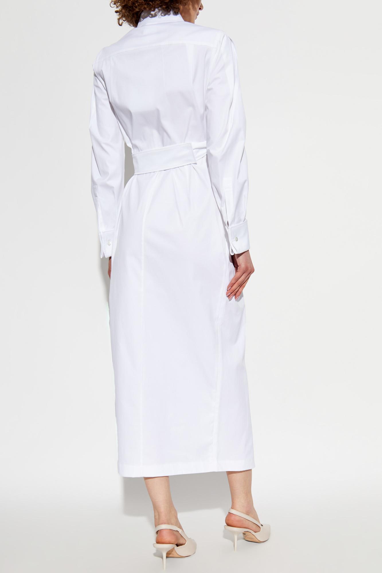 Max Mara Waist Belted French Cuffs Long Sleeve Midi Dress